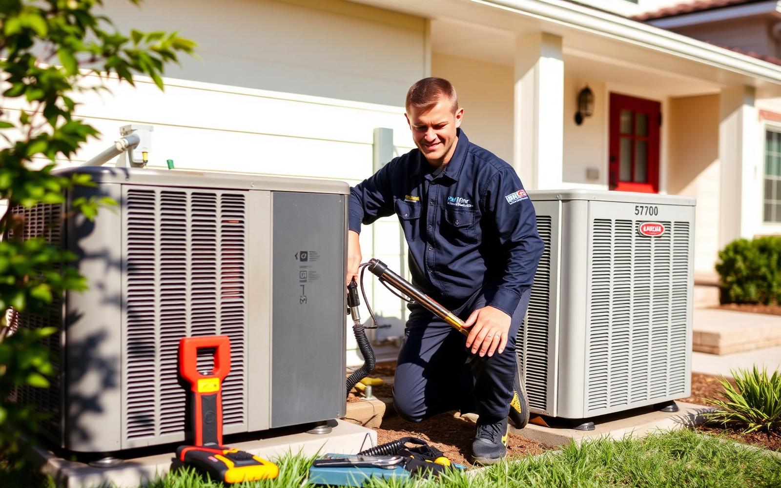 HVAC technician on service call
